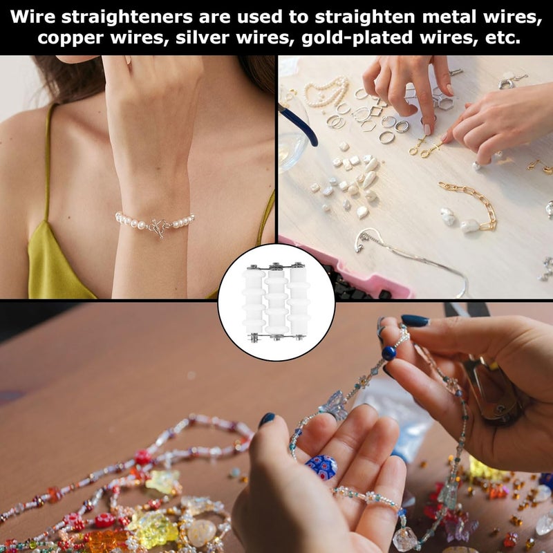hinbkenla Wire Straightener,Wire Wrapping Tools,Straightening Tool,Stainless Steel for Jewelry Making,Artistic for Jewelry Making 3 Rollers, White - Image 5
